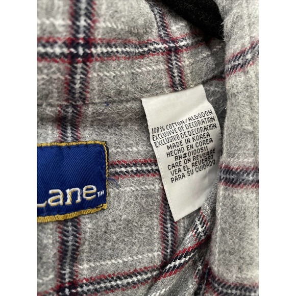 Burry Lane Button Down Flannel Shirt Mens Size XXL Red Grey Blue Plaid Heavy - Picture 3 of 7
